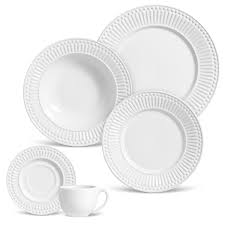A linha roma, neste aparelho de jantar da porto brasil, traz o clássico com toda a modernidade possível. Aparelho De Jantar 30 Pecas Roma Branco Portobrasil