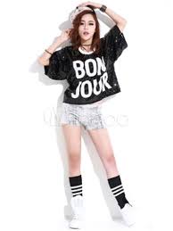 Maybe you would like to learn more about one of these? 0 1 In Hip Hop Style Fur Damen Set Shortsundoberteil Mit Pailletten Bestickt Und Buchstaben Muster Milanoo Com