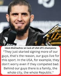 Islam Makhachev explains why there are no American champions in the #UFC  today 💭🤔 🇷🇺Islam Makhachev: "They just started signing more of our  guys, that's the reason... our guys live for this