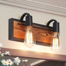 Welcome to our ironwood collection of decorative rustic metal vanity lighting. Lnc A03439 Farmhouse Bathroom Lighting Fixtures Rustic Vanity Sconce Wood Wall Lamp Amazon Com