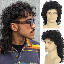 Amazon.com: Daiaces Curly Mullet Wigs for Men 80s Black Long Curly Wigs  Hippie Rocking 80s Party Cosplay Costume Anime Heat Resistant Synthetic  Hair Wig 70's Wig : Clothing, Shoes & Jewelry