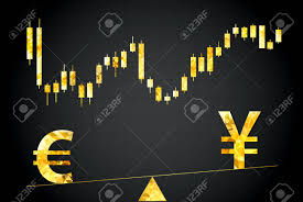 Gold Symbols Of Euro And Yen In The Background Stock Chart