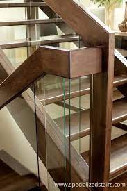 Maple Open Rise With Glass Specialized Stair Rail In 2021 Contemporary Stairs Wood Railings For Stairs Interior Stairs