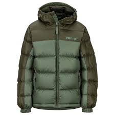 Marmot Boys Guides Down Hoody Down Jacket Crocodile Rosin Green Xs