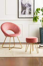 Duhome Chic Accent Chair For Living Room Home Office Chair Modern Golden Metal Frame Legs Velvet Padded Seat Pink Walmart Com Modern Glam Living Room Home Office Chairs Accent Chairs For