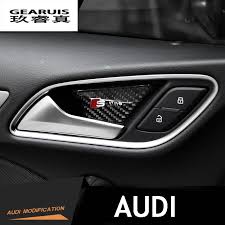 4 Pcs Carbon Fiber Interior Door Bowl Doorknob Decoration Decorative Accessories 3d Stickers Sline Logo For Audi A3 A4 A6 Interior Accessories Audi Honda Logo