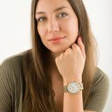 Michael Kors Parker Mother of Pearl White Dial Gold Steel Strap Watch For  Women