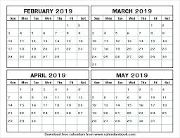 February To May 2019 Month Calendar Blank Calendar Template Calendar Template Monthly Calendar Template
