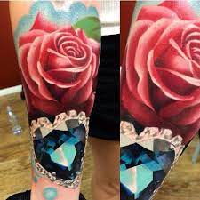 Beautiful Rose And Diamond Tattoo Gem Tattoo Jewel Tattoo Diamond Tattoos