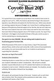 Coyote Run Jog A Thon 2015 Sunset Ranch Elementary Ptc Elementary School Fun Pta School School Fundraisers