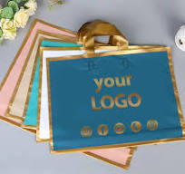 50pcs custom logo gold edge frosted shopping bags plastic gift bags  clothing packaging bags design printed monochrome logo - AliExpress