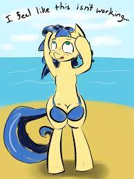 195305 - suggestive, artist:carmelcube, oc, oc only, oc:milky way, pony,  big crotchboobs, bikini, bipedal, cleavage, clothes, crotch cleavage,  crotchboobikini, crotchboobs, female, huge crotchboobs, mare, solo, solo  female, swimsuit, wardrobe misuse ...