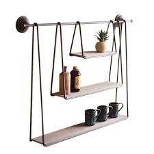 Decorative wall shelves that float are ideal for modern decor thanks to their clean, sleek lines. Wood Metal Triple Hanging Wall Shelf Designer Storage Decor