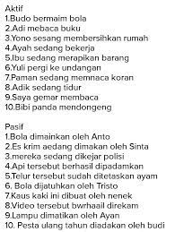 Kalimat aktif adalah kalimat yang memiliki subjek dan menyatakan adanya tindakan. Tuliskan 10 Kalimat Aktif Dan Pasif Dalam Bahasa Indonesia Brainly Co Id