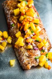 Smoked salmon and egg sandwich. Blackened Smoked Salmon With Peach Salsa Garnished Plate