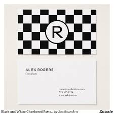 Black And White Checkered Pattern Name Black And White Checkered Pattern Custom Monogram Business Card Zazzle Com Cool Business Cards Modern Business Cards Custom Monogram