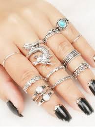 A Set Of 12 Rings Give You Different Choices For Everyday Wear Each Ring Brings A Unique Style To Y Rings Jewelry Fashion Fashion Rings Vintage Silver Rings