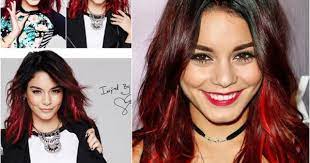 schwarze haare mit roten strahnchen balayage vanessa hudgens schwarzes haar strahnchen schwarze haare strahnchen haare