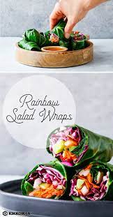 Rainbow Salad Wraps Recipe Rainbow Salad Healthy Vegetarian Vegan Side Dishes