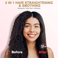 Amazon.com : Nimmu Hair Straightener Brush, Hair Straightening Brush Flat  Iron for Women with 5 Temps, Ceramic Straightener Comb Fast Heating for  Home ...