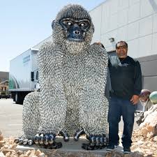 86" Seated Spark Plug (24,000+) KingKong Gorilla Inspired Recycled Metal  Sculpture