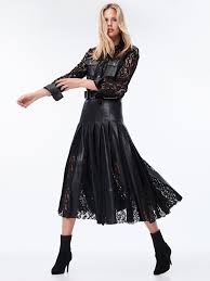 Siyah Pilisole Gecisleri Dantel Mixli Deri Form Etek Iw6180004117001 Ipekyol Etek Uzun Etek Moda Stilleri