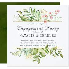 Wild Floral Green Foliage Wedding Engagement Party Invitation Zazzle Com Watercolor Bridal Shower Invitations Watercolor Baby Shower Invitations Couples Shower Invitations