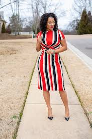 Black And White Striped Midi Dress Ladies Red Black And White Striped Fitted Stripe Midi Dress Dresses To Wear To Work Church Dresses Fashion Classy Spring Fashion Outfits Stripes Fashion