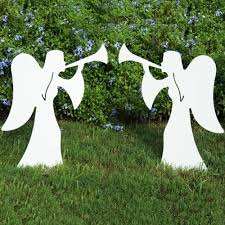 One of the more romantic christmas decorations, sharing a kiss under the mistletoe plant supposedly sends blessings and good fortune to the couple. Teak Isle Christmas Outdoor 2 Piece Nativity Angel Set Amazon In Garden Outdoors