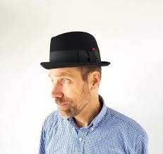 1950s Men S Hat Black Fedora 50s Hat Size 6 7 8 Etsy Mens Hat Black Hats For Men Black Fedora