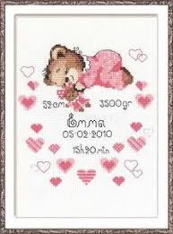 Girl Birth Sampler Cross Stitch Kit By Riolis