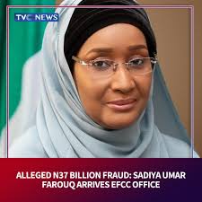 Breaking News: Former Minister of Humanitarian Affairs, Disaster  Management, and Social Development, Sadiya Umar-Farouq has just arrived at  the headquarters of the Economic and Financial Crimes Commission (EFCC) to  honour the invitation
