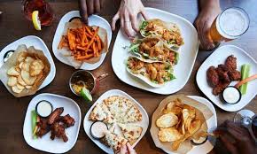 Boston pizza describes their dish as; Appy Hour Drinks Apps Starting At 4 At Boston Pizza