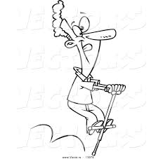 Saturday is leap day, the extra day that gets added to the calendar every four years because of. Vector Of A Cartoon Black And White Outline Man Hopping On A Pogo Stick On Leap Day Outlined Coloring Page By Toonaday 13078