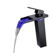 Top quality products · excellent service · low prices on name brands Modern Waterfall Led Single Handle One Hole Bathroom Sink Faucet In Antique Black