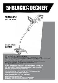 Black And Decker Gh3000 Automatic Feed Spool Problems Black Decker Gh3000 Instruction Manual Manualzz