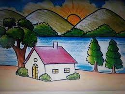 Gambar yang diperuntukan untuk anak sd sebaiknya gambar yang simple namun distingtif agar mereka mudah untuk meniru dengan cara menggambarnya kembali diatas kertas gambar mereka. 25 Contoh Gambar Pemandangan Rumah Referensi Menggambar