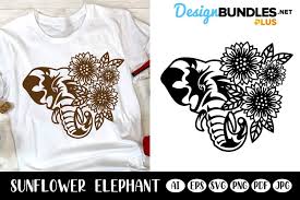 Elephant Head With Sunflowers Svg Papercut