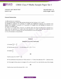 Cbse Class 9 Maths Sample Paper Set 1 Download Pdf