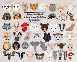 Wild Animal Face Clipart Png Wildlife Head Graphics Animals Etsy Animal Faces Animal Clipart Animals Wild