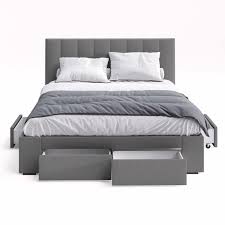 Wood bed frame with 2 storage drawers wood slats bed platform twin size white. Ormond Queen Charcoal Storage Bed Frame With 4 Drawers Bunnings Australia