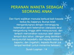 Mulai dari tanggung jawab manusia terhadap sang khalik, tanggung jawab terhadap orang tua, pasangan, dan sesama muslim. Peranan Wanita Sebagai Isteri Ibu Dan Anak