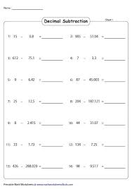 subtracting decimals from whole horizontal subtracting decimals decimals worksheets subtracting decimals worksheet