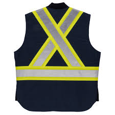 Kids navy blue full back tuxedo vest with black lapel. Tough Duck Sv06 Quilt Lined Cotton Duck Safety Vest Dark Navy Xs 5 Cleanflow