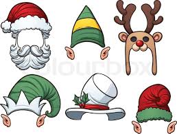 Elves ears, deer horns and snowman mask new year holiday vector isolated sign set Cartoon Christmas Hats Vector Clip Stock Vector Colourbox