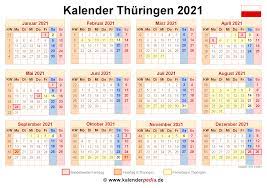 Designed in a simple blue highlighing the months, this template shares the. Kalender 2021 Thuringen Ferien Feiertage Excel Vorlagen