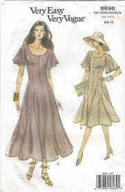 90s Womens Fit Flare Dress Knee Or Above Ankle Length Vogue Sewing Pattern 8696 Size 6 8 10 Bust 30 12 To 32 12 Uncut Princess Dress Patterns Easy Fit Dress Vintage Dress Patterns