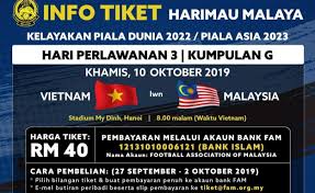 Check spelling or type a new query. Harga Tiket Vietnam Vs Malaysia Kelayakan Piala Dunia 10 10 2019 My Info Sukan