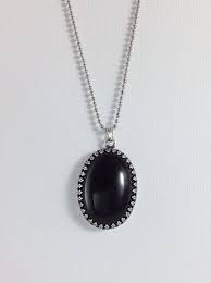 Large Black Pendant Necklace Oval Black Onyx Silver Jewelry Black Stone Pendant Black Pendant Necklace Black Onyx Jewelry Black Onyx Necklace