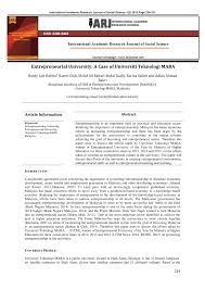 The master in business administration degree not only helps improve your career advancement. Pdf Entrepreneurial University A Case Of Universiti Teknologi Mara